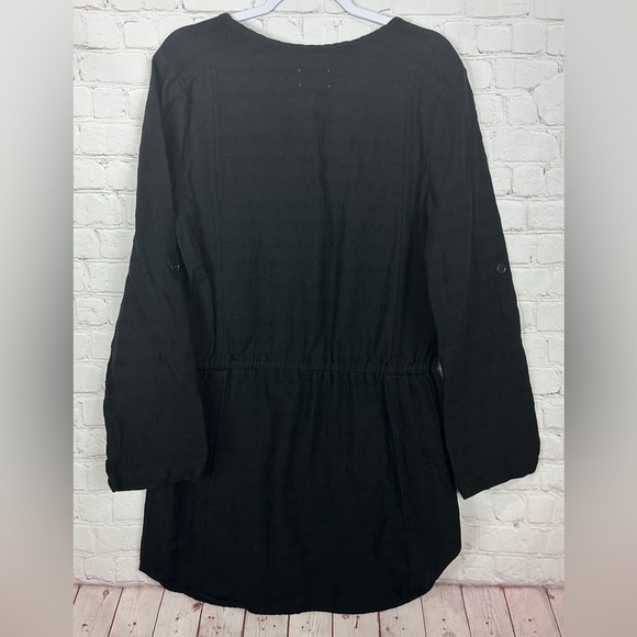 Lou & Grey Shirt Dress Roll Tab sleeves Drawstring waist cotton, sz M, GUC - Picture 6 of 6